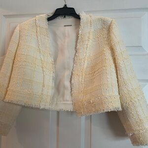 Alexis Cream Textured Cropped Tweed Jacket